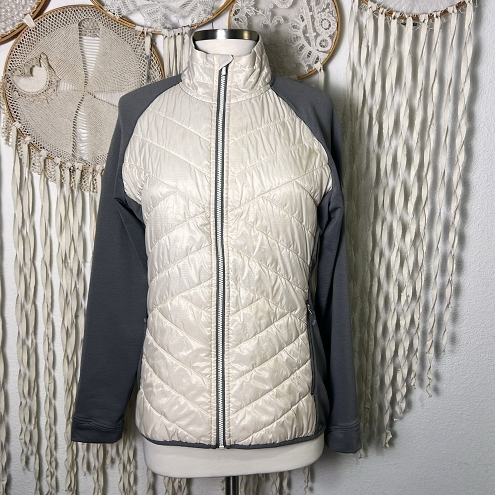 Smartwool Jacket in Cream and Gray Zip Front Size XL
